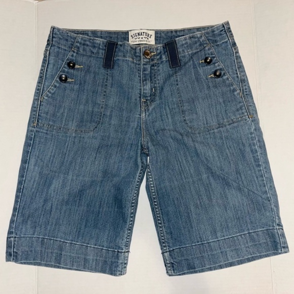 Levi’s Bermuda Jean Denim Shorts- Size 10 -Side Buttons Sailor- 2008 Nautical